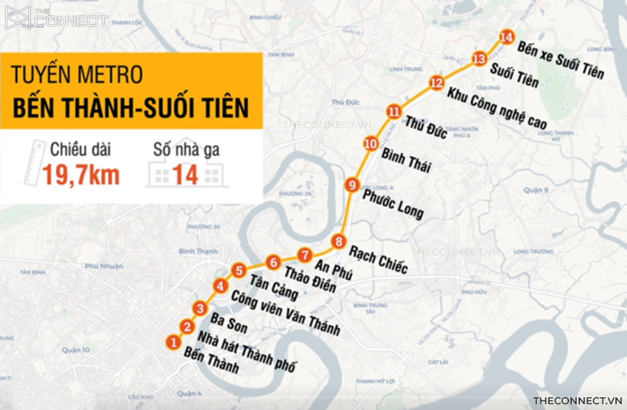 Metro Line 1 Ben Thanh - Suoi Tien route map